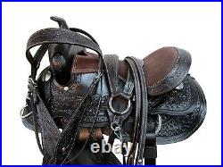 Youth Rodeo Kids Western Child Racing Barrel Trail Tooled Leather Tack 12 13 14