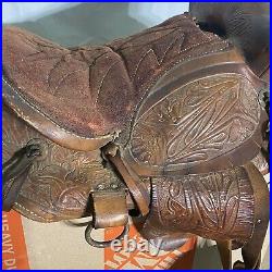 Youth Saddle Tooled Leather Monarch Genuine Top Grain Cowhide Pony