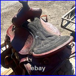 Youth Vintage Western Horse Saddle BLeather Traditional Design 13 in practice