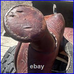 Youth Vintage Western Horse Saddle BLeather Traditional Design 13 in practice