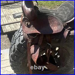 Youth Vintage Western Horse Saddle BLeather Traditional Design 13 in practice