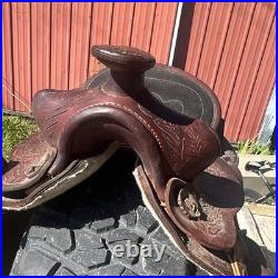 Youth Vintage Western Horse Saddle BLeather Traditional Design 13 in practice