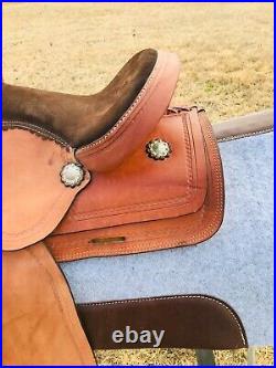 Youth Western Barrel Horse Starter Saddle With Suede Seat & Silver Conchos