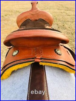Youth Western Barrel Horse Starter Saddle With Suede Seat & Silver Conchos