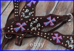 Youth Western Barrel Saddle SET Hand Painted Cross & Horseshoe Design 12 NEW