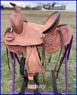 Youth Western Leather Ranch Saddle 10-13 Floral Tooled for Kids USA Fast Ship