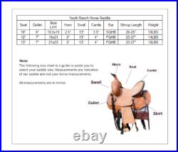 Youth Western Leather Ranch Saddle 10-13 Floral Tooled for Kids USA Fast Ship