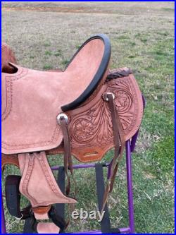 Youth Western Leather Ranch Saddle 10-13 Floral Tooled for Kids USA Fast Ship
