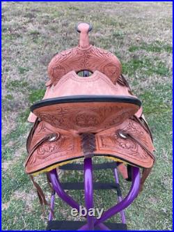 Youth Western Leather Ranch Saddle 10-13 Floral Tooled for Kids USA Fast Ship