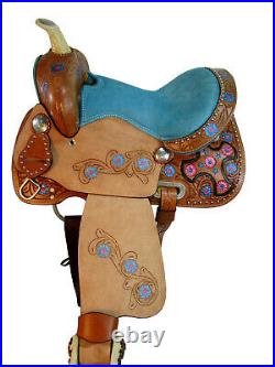 Youth Western Saddle 10 12 13 Cowboy Barrel Trail Pleasure Tooled Leather Tack