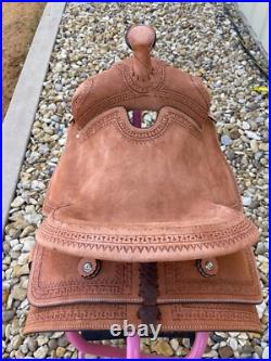 Youth Western Saddle 12-13 Roughout Hard Seat Ranch Horse Serpentine Tooling