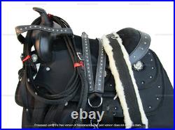 Youth Western Saddle Kids Pleasure Barrel Racing Black Horse Saddle Set 12 13 14