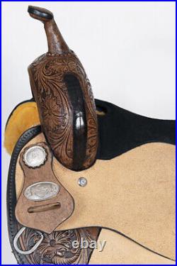 ZI COMFYTACK Horse Barrel Racing American Leather Saddle Floral Dark Brown